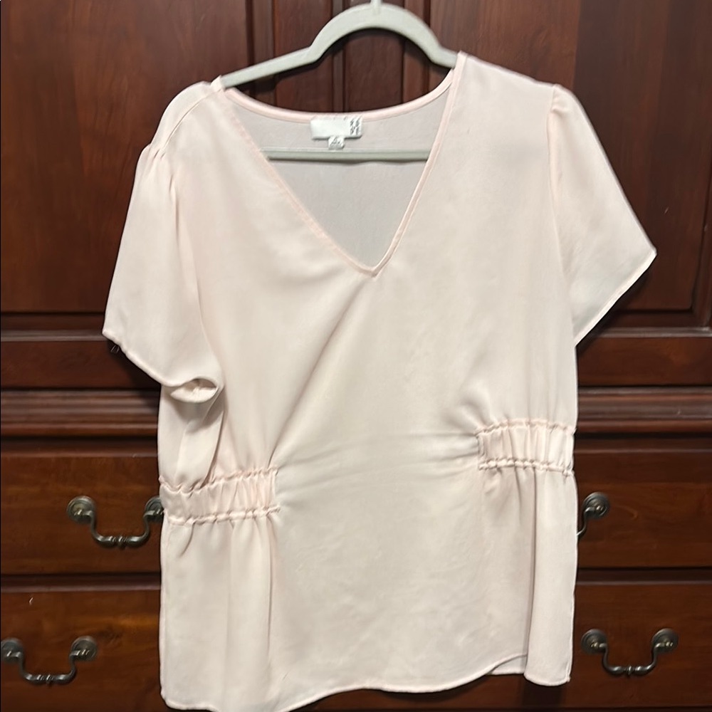 Blush Pink V-Neck Women's Top